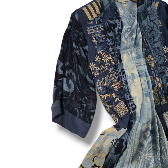 Vicente Women’s Blue Embroidered Floral Open Front Kimono Cardigan – Small - Picture 5 of 8